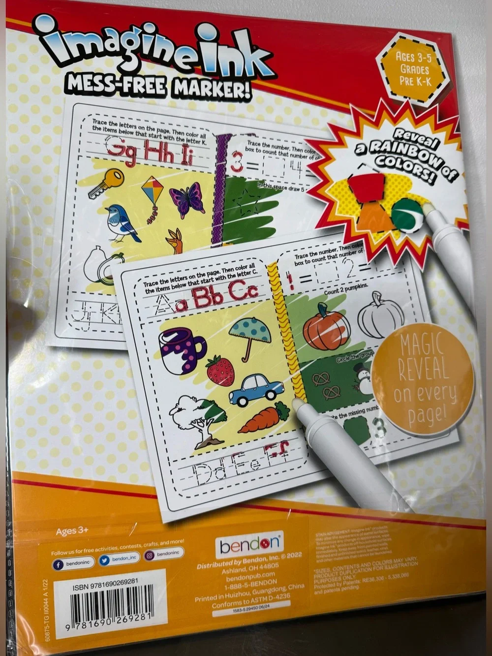 Imagine Ink Letters & Numbers Mess-Free Marker Set Multicolor learning activity